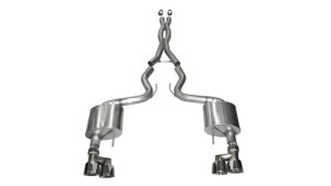 Ford Mustang Performance Exhaust - Rear - CORSA Performance - Cat Back, Dual Rear Exit, Xtreme, Polished Quad Tips, 304 Stainless Steel - `15-`17